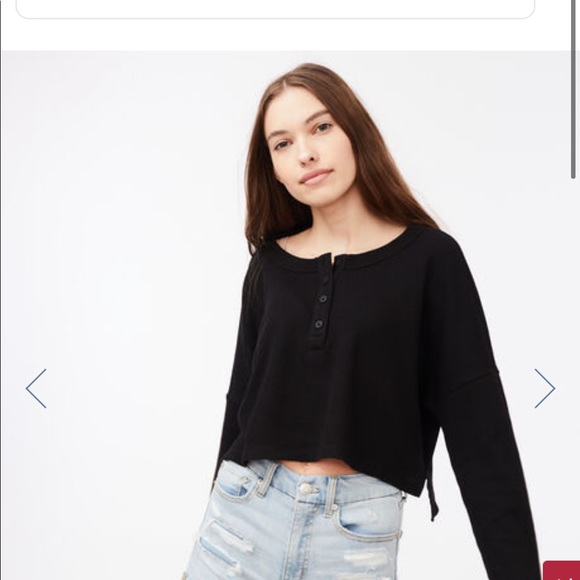 Aeropostale Tops - Aeropostale Long Sleeve Boxy Cropped Henley Tee